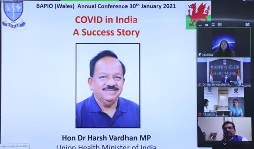 Dr. Harsh Vardhan addresses the British Association of Physicians of Indian Origin (BAPIO) Wales Annual Conference on India’s success in battling COVID-19