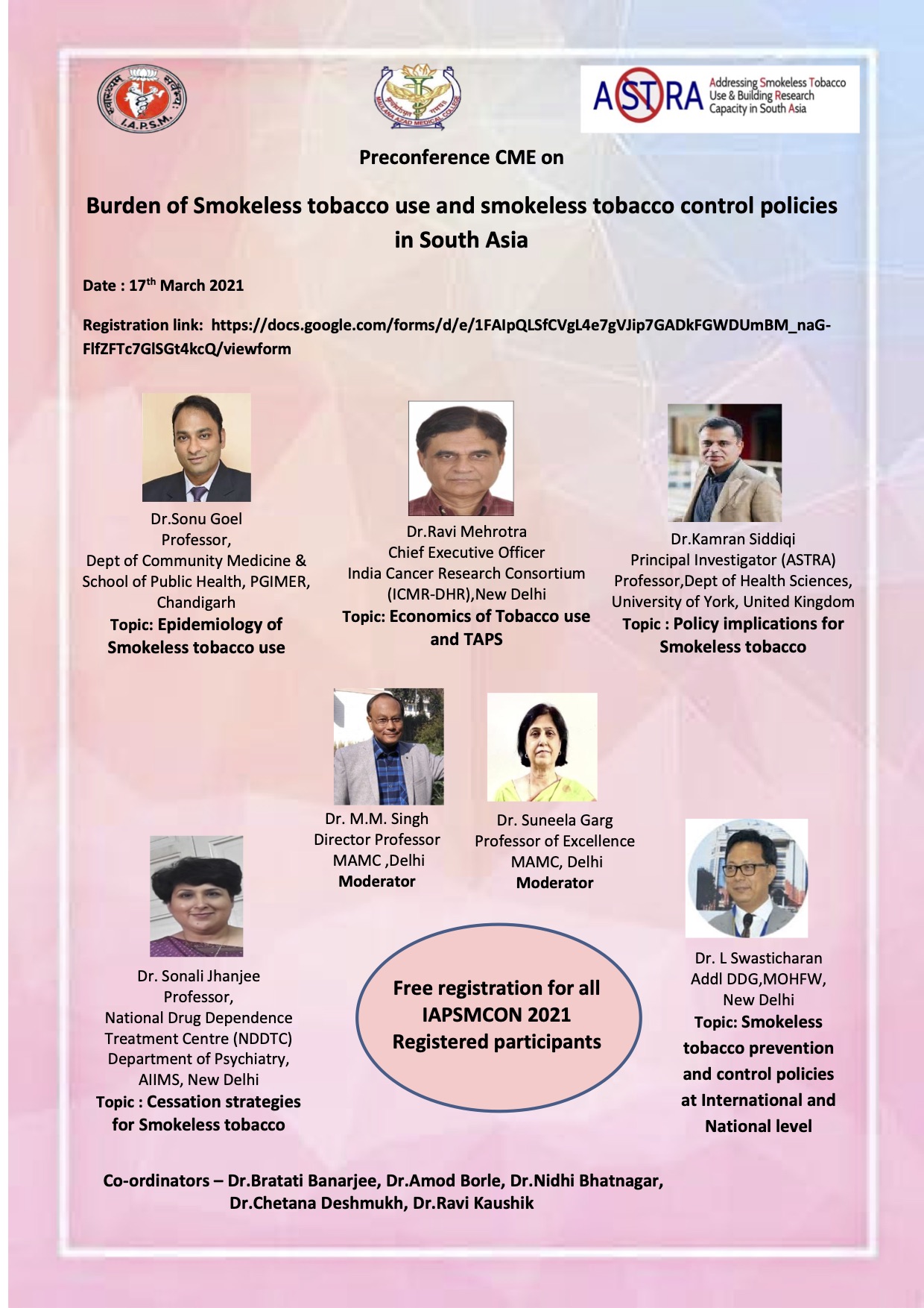 CME on Burden of smokeless tobacco use and smokeless tobacco control policies in South-Asia