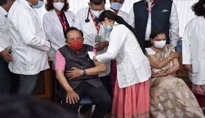 Dr. Harsh Vardhan takes his first dose of COVID-19 Vaccine