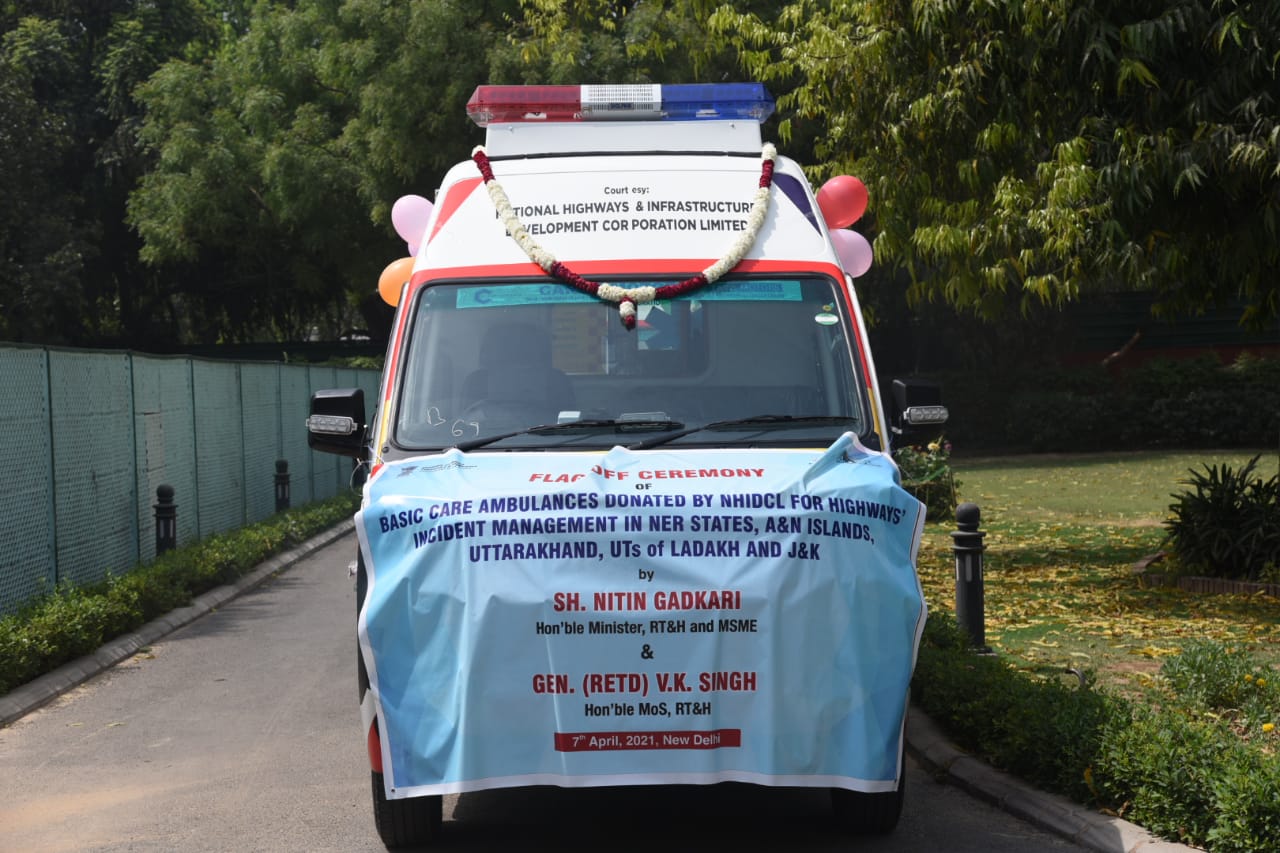 Flag-off of Basic Care Ambulances procured by NHIDCL by Minister for Road Transport & Highways and MSME, Shri Nitin Gadkari