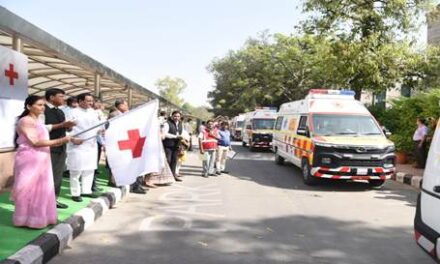 Dr Mansukh Mandaviya, Union Health Minister Flags off Indian Red Cross Society Ambulances