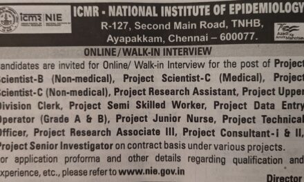 ICMR- NIE walk in Interview