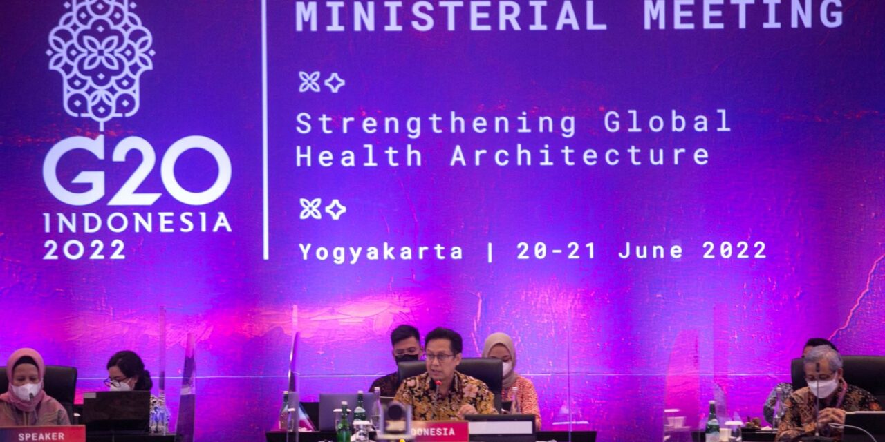 Union Health Minister, Dr Mansukh Mandaviya virtually addresses the Inaugural session at the G20 Health Ministers meeting at Yogyakarta, Indonesia