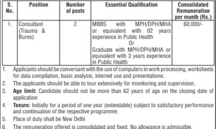 GOI Trauma & Burn Division Recruitment