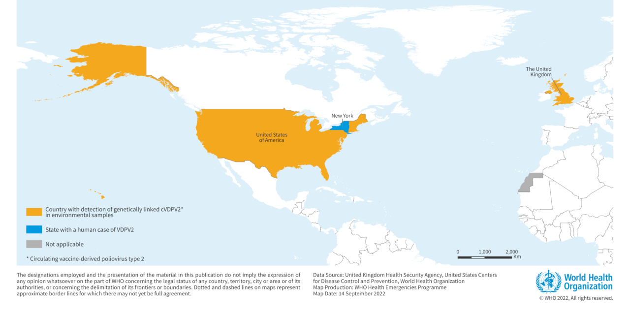 Detection of circulating vaccine derived polio virus 2 (cVDPV2) in environmental samples– the United Kingdom of Great Britain and Northern Ireland and the United States of America