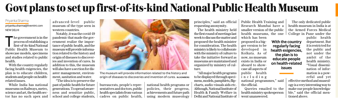 Govt plans to set up first of kind National Public health Museum