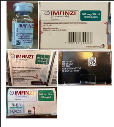 Medical Product Alert : Falsified IMFINZI (durvalumab) injection 500mg /10ml