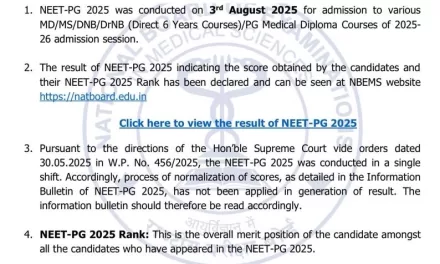 NEET PG 2025 Results Announced: Over 1.28 Lakh Candidates Qualify, No Normalisation Applied