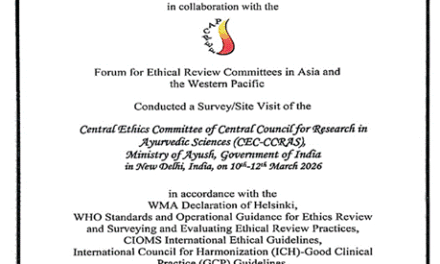 Ayush Research Reaches Global Milestone: CCRAS Ethics Committee Completes International SIDCER-FERCAP Evaluation