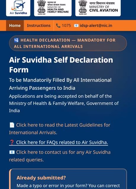 India Launches Upgraded AIR SUVIDHA 2.0 for Online Ebola Screening at International Airports